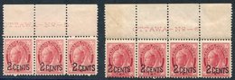 1899 2c On 3c Carmine Top Marginal Strip Of Three From Pl. 5, Accompanied By Top Marginal Strip Of Four From Pl. 6, Both - Autres & Non Classés