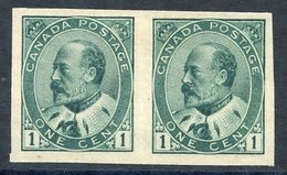 1903 KEVII 1c Blue Green Imperf Pair, Without Gum As Issued, Fresh With Large Margins, Tiny Tone Spot At Base In Margin. - Autres & Non Classés