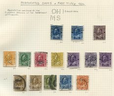 1923-50 OHMS PUNCTURED OFFICIAL STAMPS, Good To FU Collection On Leaves Incl. 1923 5c (2), 10c, 1923-31 Most To £1, 1927 - Autres & Non Classés