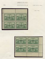 OFFICIALS 1950 10c Green Special Delivery Optd O.H.M.S Corner Marginal UM Blocks Of Four UR & LL Right Pane, Also Plate  - Autres & Non Classés