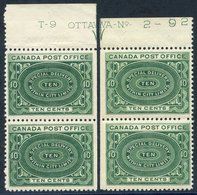 SPECIAL DELIVERY 1898 10c Blue Green Top Marginal Vertical Pairs (2) Matching From Each Side Of The Divided Sheet, Margi - Autres & Non Classés