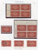 SPECIAL DELIVERY 1930 20c Brown Red UR Plate 1 Block Of Four UM Hinged In Margin With Marginal Thin, Gum Crease Affectin - Autres & Non Classés