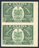 SPECIAL DELIVERY 1938 10c Green, Fine M Imperf Pair (1x UM), Reverse Bears Thin White Line Due To Foreign Matter On Plat - Autres & Non Classés