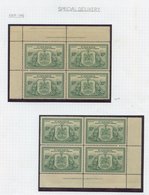 SPECIAL DELIVERY 1946 10c Green M Singles (5), FU Singles (9), UM Corner Marginal Blocks Of Four UR, LL (2), Plate 1 UM  - Autres & Non Classés