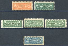 REGISTRATION STAMPS 1875-92  2c Poor M, 5c (4) - Three Good To Fine M, Other Unused & 8c Small Part Gum, SG.R1/9. Cat. £ - Autres & Non Classés