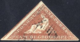 1853 1d Brown-red, Good To Large Margins, Shows Small Portion Of Adjoining Stamp At Left, FU With Triangular Cancel, SG. - Autres & Non Classés
