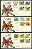 1984 Insects & Spiders Defin Set, Complete On Three FDC's, Each Signed By Rex Hunt (Governor Of The F.I) - Autres & Non Classés