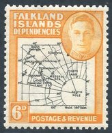 1946 6d Thick Map, Variety 'extra Dot By Oval' M, SG.G6d. (1) Cat. £275 - Autres & Non Classés
