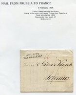 MAIL FROM PRUSSIA 1806-60 Collection Of Written-up EL's To France Bearing A Variety Of Rates & Cancels. Marks Of Transit - Sonstige & Ohne Zuordnung