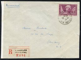 1930 Local Strasbourg Registered Envelope, Franked 1fr.50 + 3fr.50c 'Le Sourire De Reims' (SG.480), Cancelled C.d.s. Env - Autres & Non Classés