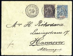 GUINEE 1896 Postal Stationery Env 15c Blue Upgraded With 10c Black/lilac (Yv5), Tied By Conakry Guinee Francaise Double  - Sonstige & Ohne Zuordnung