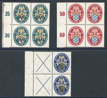 1925 Welfare Fund Set Of Three Booklet Panes Each With Binding Margins, Comprising 5pf (4), 10pf (4), 20pf (2) + Labels, - Autres & Non Classés