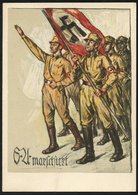 1932 Nazi Promotional Postcard 'The SA Marches' Issued By The Berlin Branch. A Scarce Card In Good Condition With A Coup - Sonstige & Ohne Zuordnung