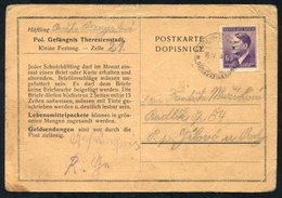 1943 Theresienstadt Official Printed Postally Used Concentration Camp Card. - Autres & Non Classés