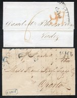 1841 Two Folded Letters, The One To Oporto With A Curved 'GIBRALTAR' In Black, Surcharged 20 Escudos In Lisbon, The Seco - Autres & Non Classés