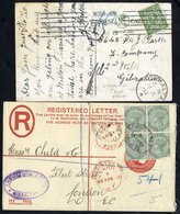 1903 QV 2d Reg Envelope, QV ½d Block Of Four Added (small Fault On One Value), Tied Oval Reg Marks Of GIBRALTAR & London - Autres & Non Classés