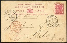 1895 (8 Dec) 1d Stationery Card To Germany, Neatly Cancelled By 'ABOKOBI/GOLD COAST' C.d.s. In Red With Another Strike I - Autres & Non Classés