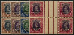 CHAMBA OFFICIALS 1938-40 1r To 10r In Gutter Blocks Of Four, Usual Toned Gum, SG.O68/71. (16) Cat. £1546. - Sonstige & Ohne Zuordnung