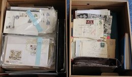 Accumulation In Carton Incl. 100's FDC's, A Few Packs, Ranges Of M/UM/FU Stamps In Stock Books, Albums Etc. A Few Early  - Autres & Non Classés