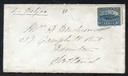 1866 Cover To Hamilton, Scotland With A 12½c Tied By A Barred Cancel. Saint John NO.6.66 & Hamilton NO.18.66 B/stamps. - Sonstige & Ohne Zuordnung