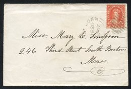 1867 Cover To Boston, USA With A 10c Tied By A Barred Cancel & Saint John DE.26.1867 D/stamp. A Gage-Town DE.25.1867 Can - Autres & Non Classés