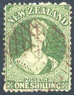 1862-64 Large Star P.13 1s Yellow-green, VFU With Unusual Red-brown Grid Cancel, SG.80. (1) Cat. £375 - Autres & Non Classés