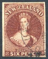 1864 Wmk N.Z 6d Red-brown With Clear To Large Margins With Fine Cancel Of Drury Maori War D/stamp. Scarce & Attractive.  - Autres & Non Classés