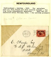 1921 Nov 22nd Flown Cover Botwood - Halifax, Franked 35c Red 'Air' SG.148a, Another Flown St. Johns - Halifax, Same Fran - Autres & Non Classés