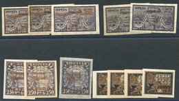 1923 (1 May) Charity 4r + 4r On 500r In Gold (3), In Silver (2), 2r + 2r On 250r (3) One On Pelure, 1r + 1r On 10r (4),  - Autres & Non Classés