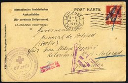 1911 Court Receipt Bearing Official H/stamp Of Donji Milanovac, 1916 Missing Civilian's Bureau - Lausanne Card Franked 1 - Sonstige & Ohne Zuordnung