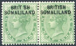 1903 June ½a Yellow Green, Fine M Horizontal Pair Incl. Variety 'BRIT SH' For BRITISH, SG.1a. (2) Cat. £170+ - Sonstige & Ohne Zuordnung