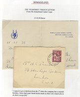 1938 Cover & Letter From The Humphrey French Correspondence From Burao To London With A 2a Cancelled 17.OCT.38. The Lett - Autres & Non Classés