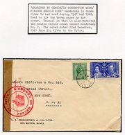 1941 (22 Dec) Envelope To USA, Franked At 3d, Showing Brown Sealing Tape At Left Tied By Circular 'ST.KITTS/Crown/PASSED - Sonstige & Ohne Zuordnung