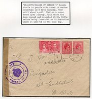 1942 (23 Jan) Envelope To St. Eustatius, Franked At 3d (one 1d Defective) With Brown Sealing Tape At Left Tied By Fine ' - Autres & Non Classés