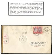 1943 (12 Apr) Envelope To USA, Franked At 3d,cancelled By 'ANGUILLA/VALLEY' C.d.s, Showing Brown Sealing Tape At Left Ti - Autres & Non Classés