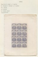 1862 (July) Recess, Imperf Colour Proof On Thick Card, 4d Violet-grey Complete Sheet, Fine. - Sonstige & Ohne Zuordnung