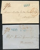 1847 (12 Apr) & (13 July) Entire Letters From The Same Correspondence To Madeira, Both Rated '2/2' In Red, Showing A Fai - Autres & Non Classés