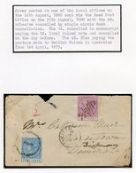 1879 Envelope To Demerara, Bearing 1875-79 1d Magenta With M/s '24/8/80' & 4d Blue Tied By Dumb Obliterator, Showing Red - Autres & Non Classés