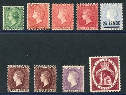 1885-93 ½d Green, 1d (3) Shades, 2½d On 1d, 4d Purple Brown (2), 6d Violet & 5s Lake, Part O.g/mainly Fine M. (9) Cat. £ - Autres & Non Classés