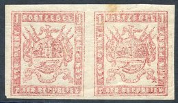 1870 Viljoen Thin Paper Imperf 1d Pale Reddish Pink Horizontal Pair, UM Large Margins, One With Tone Mark At Top But Sca - Autres & Non Classés