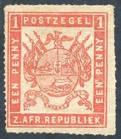 1875-77 Celliers Very Thin Hard Paper (pelure) Rouletted 15½ To 16 1d Orange/red, M, Fresh, SG.55a. (1) Cat. £450 - Sonstige & Ohne Zuordnung