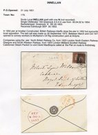 INNELLAN 'SCOTS LOCAL' 1857 Sept 16th Envelope (faults At Top) With 1d Red 'Stars' Tied Both By Grey Boxed 'INNELLAN' Ty - Other & Unclassified