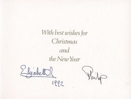 QUEEN ELIZABETH II & PRINCE PHILLIP 1992 Folding Christmas Greeting Card, Obverse Colour Photograph Of The Queen & Princ - Andere & Zonder Classificatie