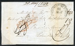 1840 Wrapper From Boulogne-Sur-Mer, France To Edinburgh, Prepaid In Cash With Red Maltese Cross Applied On Arrival, Subs - Autres & Non Classés