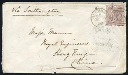 1858 Envelope From Guernsey To Hong Kong Franked 6d Lilac (SG. 68) Tied Fine Guernsey Duplex, Reverse With London Transi - Autres & Non Classés