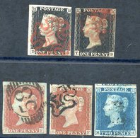 UNPLATED DD (three Margins), TB Touching Or Very Close, Both Cancelled In Red, Also 1841 1d (2) & 2d. (5) - Autres & Non Classés