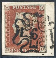 1841 1d Red Brown DD, Four Margined Example Tied To A Small Piece By No. 6 In Maltese Cross, Upright Strike. Cat. £160 - Autres & Non Classés