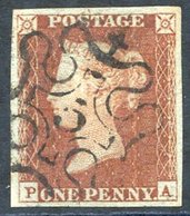 1841 1d Red Brown Pl.30 PA, Four Good Margins With Fine No. 5 In Maltese Cross. Cat. £180 - Autres & Non Classés