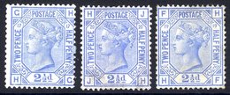 1875-79 Wmk Orb Unused Trio 2½d Blue Pl.17 HG Centred To Right, Pl.19 HF Well Centred & Pl.20 JH (tiny Thin) Cat. £1725  - Otros & Sin Clasificación