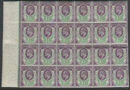 1902 DLR 1½d Slate Purple & Green, Fresh Left Side Marginal UM Block Of 24, Some Gum Creasing Affecting Approx Six Stamp - Autres & Non Classés